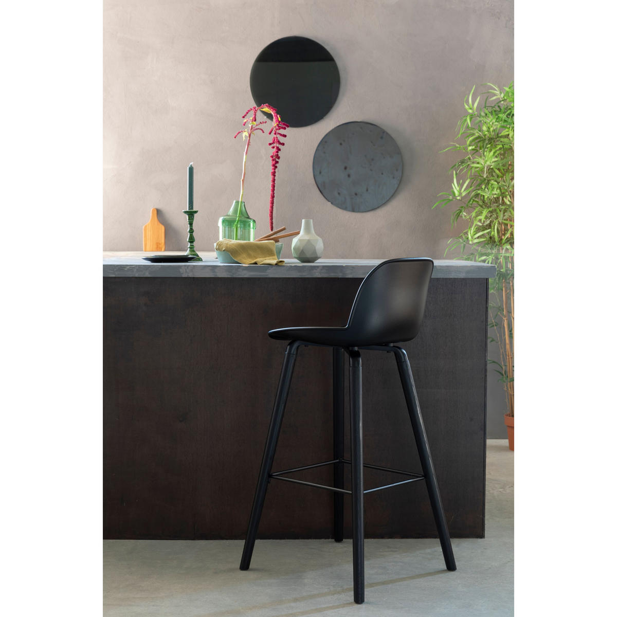 BARHOCKER Albert Kuip Rückenlehne 75 cm Schwarz - 2 er Set - Schwarz, Kunststoff (47/98.5/47.5cm) - Zuiver