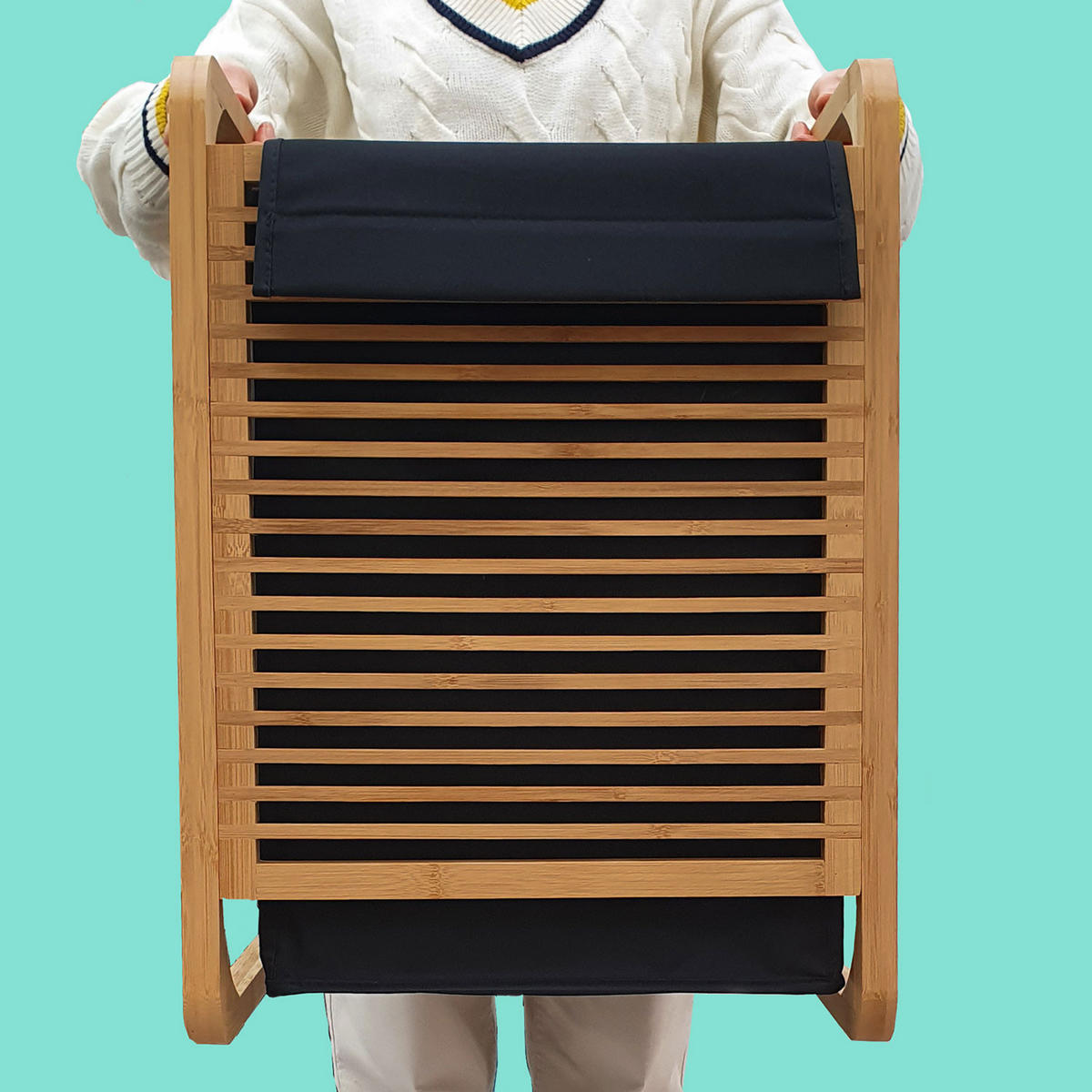 BAMBUS-WÄSCHEKORB 50 Liter 40x36x57 cm - Braun, Holz (36/57/40cm) - Dunedesign