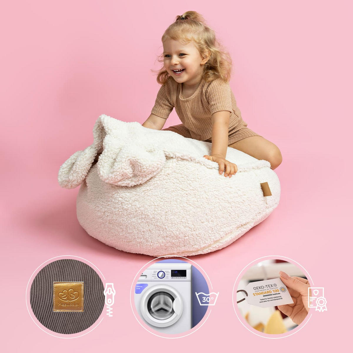 SITZSACK für Kinder, Bär, Slimcord, Türkis - Hellblau, Textil (58/50/67cm) - MeowBaby