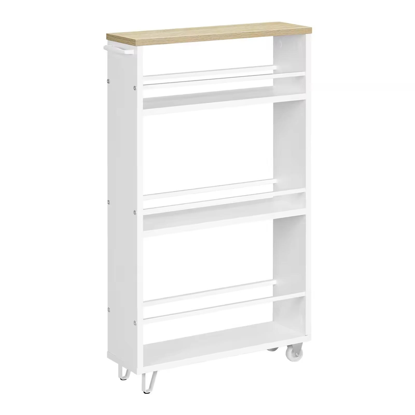 KÜCHENWAGEN schmal mit Rollen 47 x 80 x 13 cm Weiß Holz/Metall - Weiß, Holz (47/80/13cm) - Beauniv