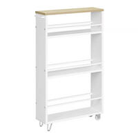 KÜCHENWAGEN schmal mit Rollen 47 x 80 x 13 cm Weiß Holz/Metall - Weiß, Holz (47/80/13cm) - Beauniv