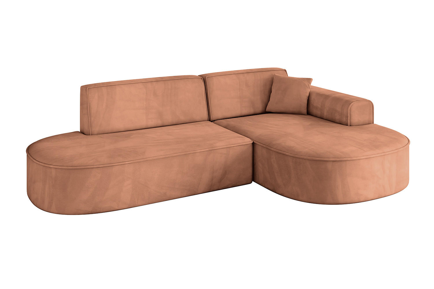 ALTDECOR ROHOVÁ SEDACÍ SOUPRAVA s otomanem vpravo MARI-L1 – 243 x 171 x 79 cm, oranžový velur