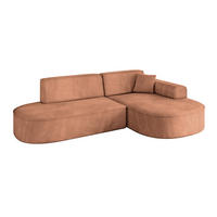 ECKSOFA Ottomane Rechts MARI-L1 - 243x171x79 cm Orange Velours - Schwarz/Orange, Holzwerkstoff/Kunststoff (171/243cm) - ALTDECOR