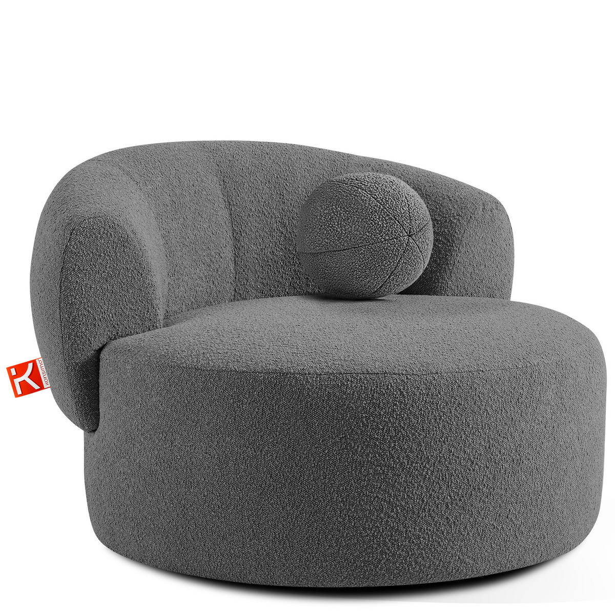 DREHSESSEL VIRA, Dunkelgrau, Bouclé - Dunkelgrau/Schwarz, Holz/Holzwerkstoff (105/76/100cm) - KONSIMO®