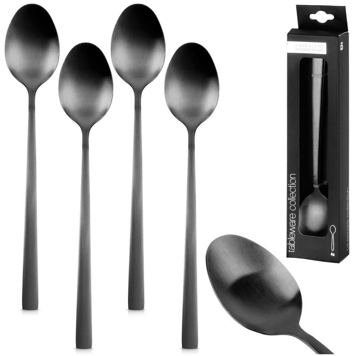 COCKTAILLÖFFEL Stahl 4 Stück. Schwarz - Schwarz, Metall - Excellent Houseware