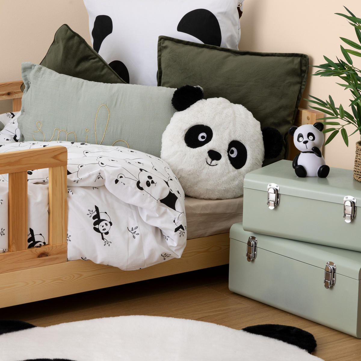KISSEN mit Ohren Panda 27/27/10 cm - Weiß, Textil (27/27cm) - Atmosphera for kids