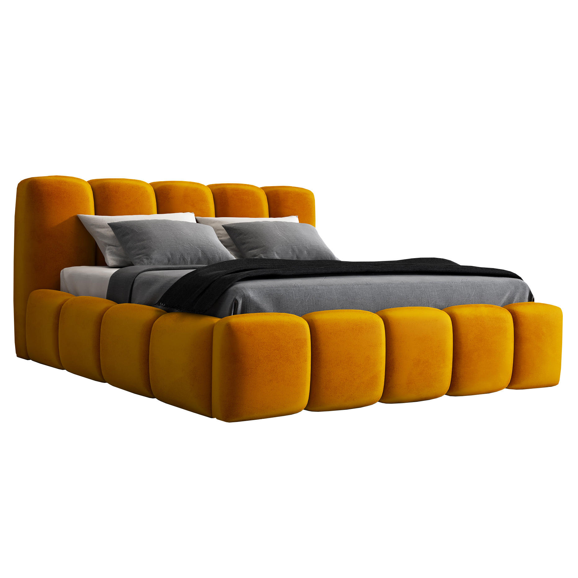 POLSTERBETT SONIC mit Matratze H2 140x200 Gelb - Gelb, Textil (140/200cm) - A&J MöbelLand