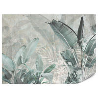 FOTOTAPETE für Küche Beton Bananenblätter Abstrakt Pflanzen Vintage 350x256 - Beige/Grau, Papier (350/256cm) - Muralo