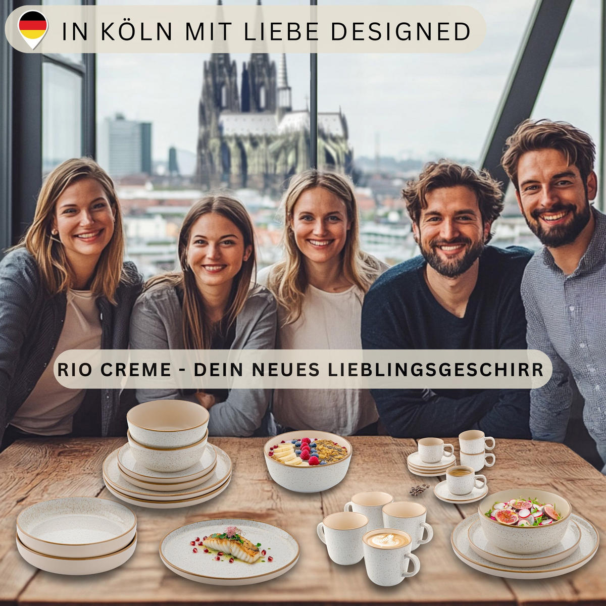 KAFFEEBECHER SET RIO CREME - 6 teilig aus Steingut - Creme, Stein (0.43L) - Sänger