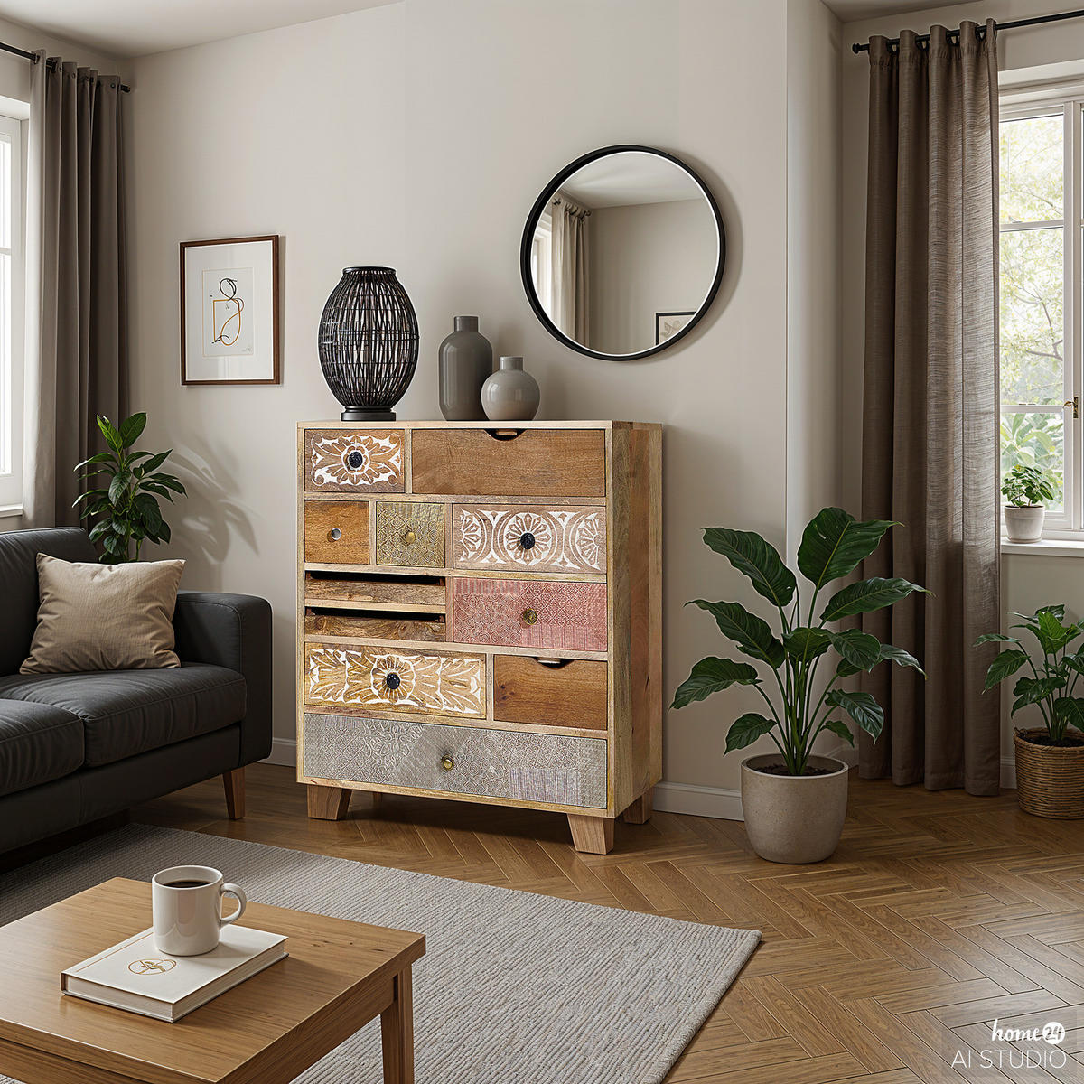 MASSIVE KOMMODE - Mango - Braun, Holz (75/85/30cm) - home24