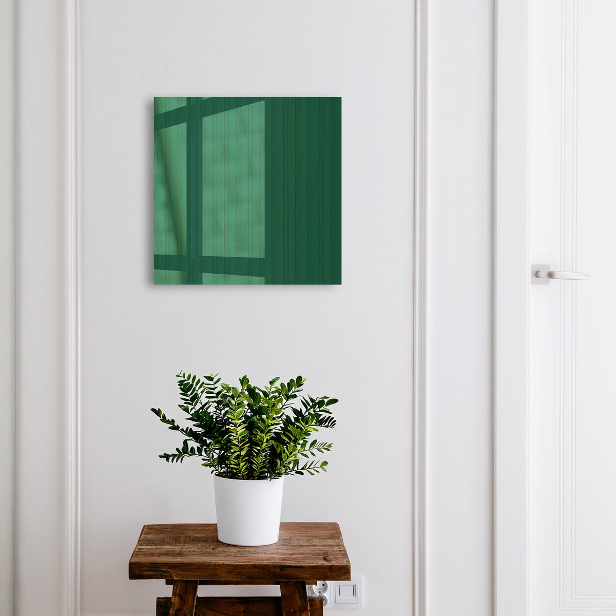 SCHLÜSSELBOX Weiß 30x30 cm – Türöffnung nach rechts - Grüne Streifen - Grün, Metall (30/30/5cm) - TULUP