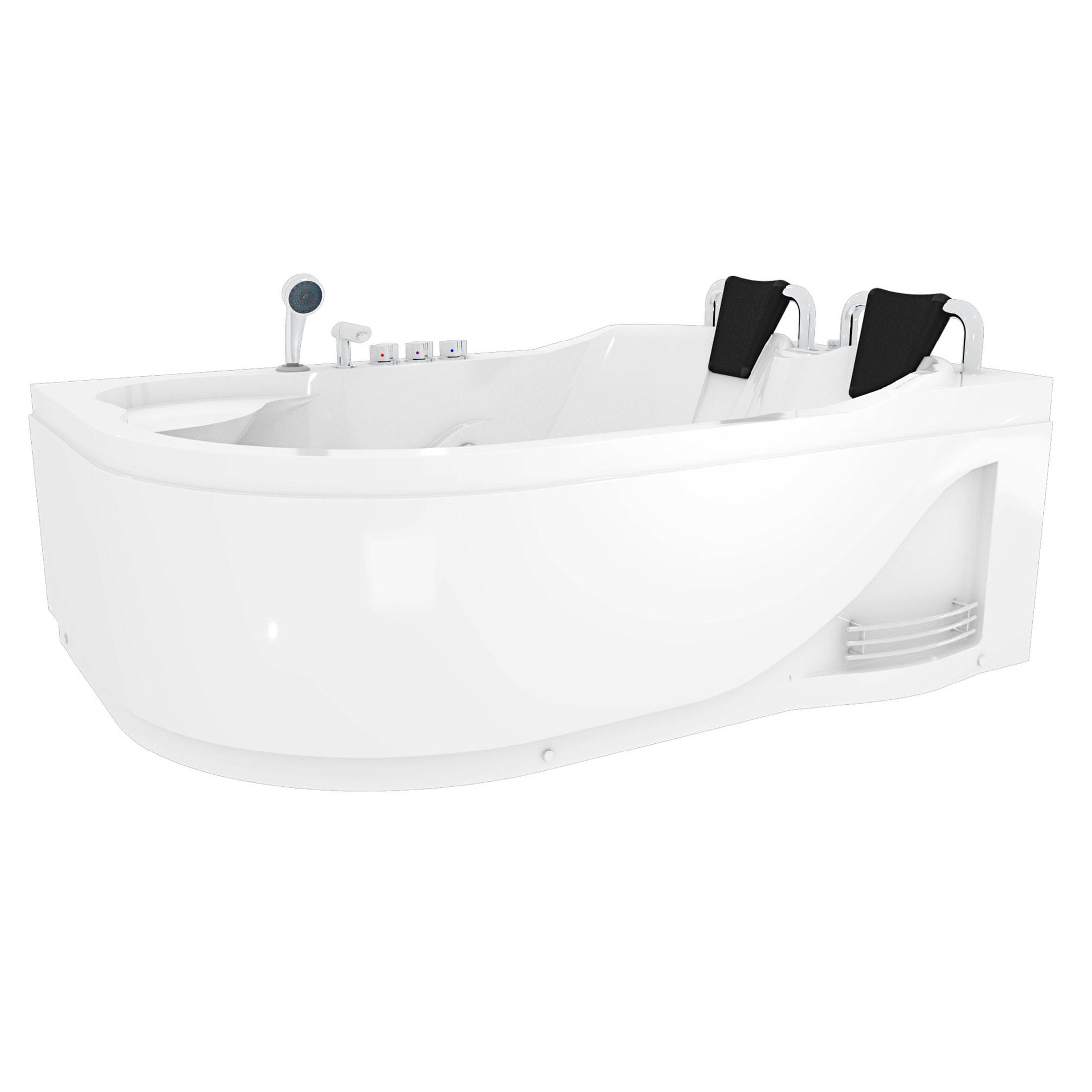 WHIRLPOOL Pool Badewanne Eckwanne Wanne W23H-TH-L - Weiß, Glas/Kunststoff (120/80/182cm) - AcquaVapore by Sandra Jentho