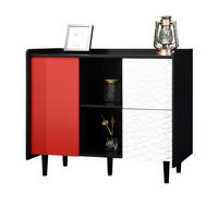 SIDEBOARD 90/40/80 cm, 2 Schubladen, offenes Fach und Tür, MDF Schwarz/Rot, Schwarz/Rot - Rot, Holzwerkstoff (90/80/40cm) - Redom