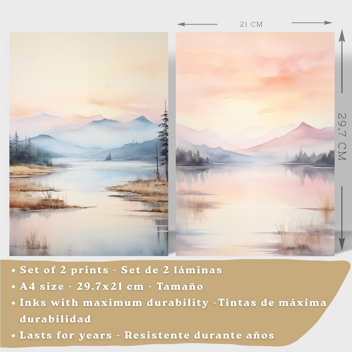 PLAKAT Sada 2 Východ slunce A4 bez rámu - čirá, papír (29.7/1/21cm) - Nacnic