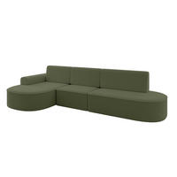 ECKSOFA mit Schlaffunktion Ottomane Links MARI L2-S 368X167X85 Grün Bouclé - Schwarz/Grün, Holzwerkstoff/Kunststoff (368/167cm) - ALTDECOR