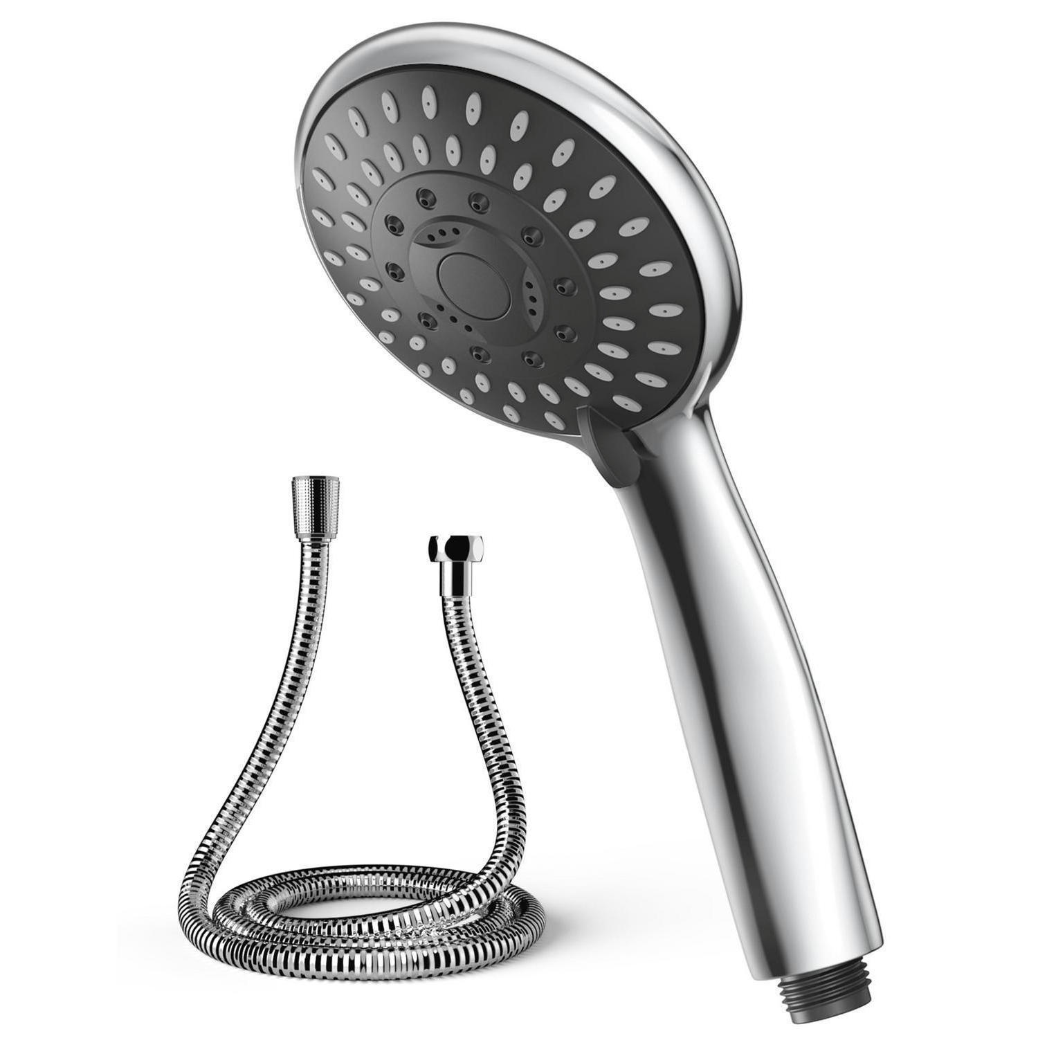 HANDBRAUSE Set mit 1,8m Schlauch und 5 Strahlarten - Silberfarben, Metall (11/12.7/25cm)