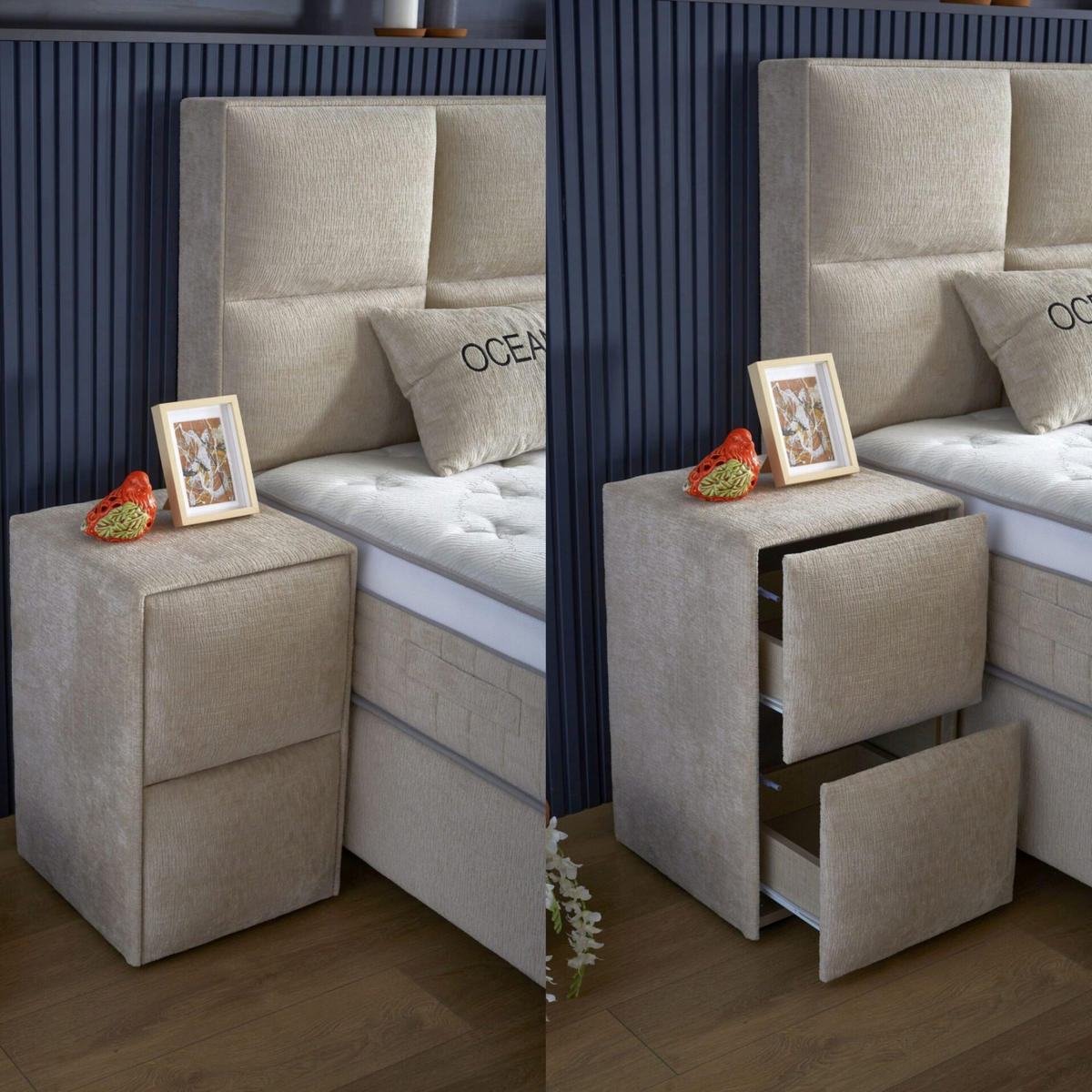 BOXBETT Ocean Bett mit Matratze 100x200 - Beige, Holz (100/200cm)