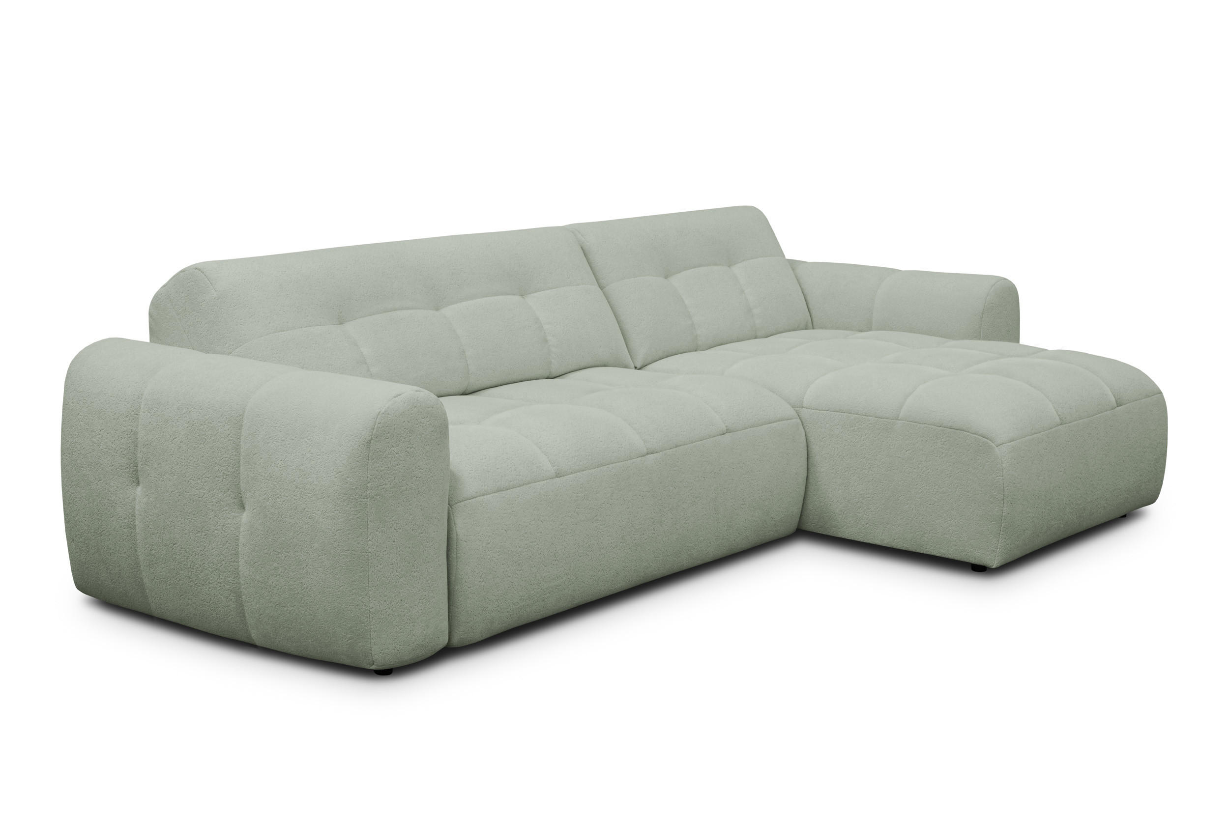 ECKSOFA LUMERO 4-Sitzer RECHTS, hellgrün - Schwarz/Hellgrün, Holz/Textil (275/166cm) - Courtois Laville
