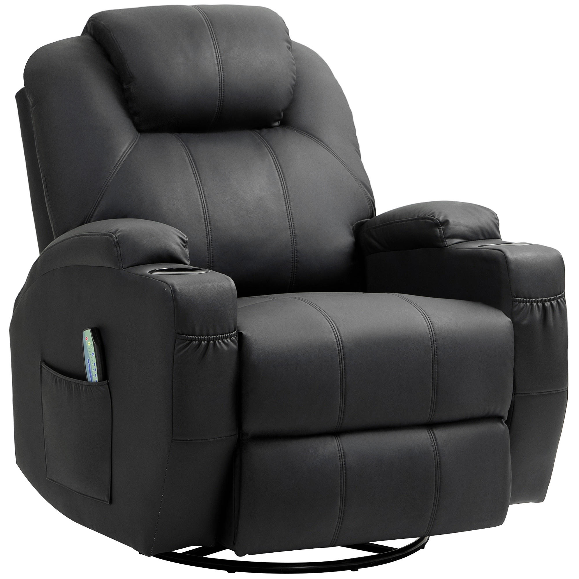MASSAGESESSEL, Schwarz, Kunstleder, Metall - Schwarz, Metall (99/106/89cm) - HOMCOM