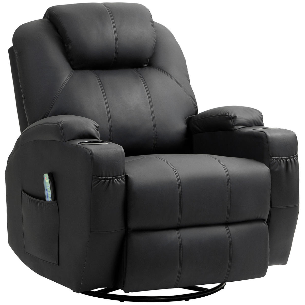 MASSAGESESSEL, Schwarz, Kunstleder, Metall - Schwarz, Metall (99/106/89cm) - HOMCOM