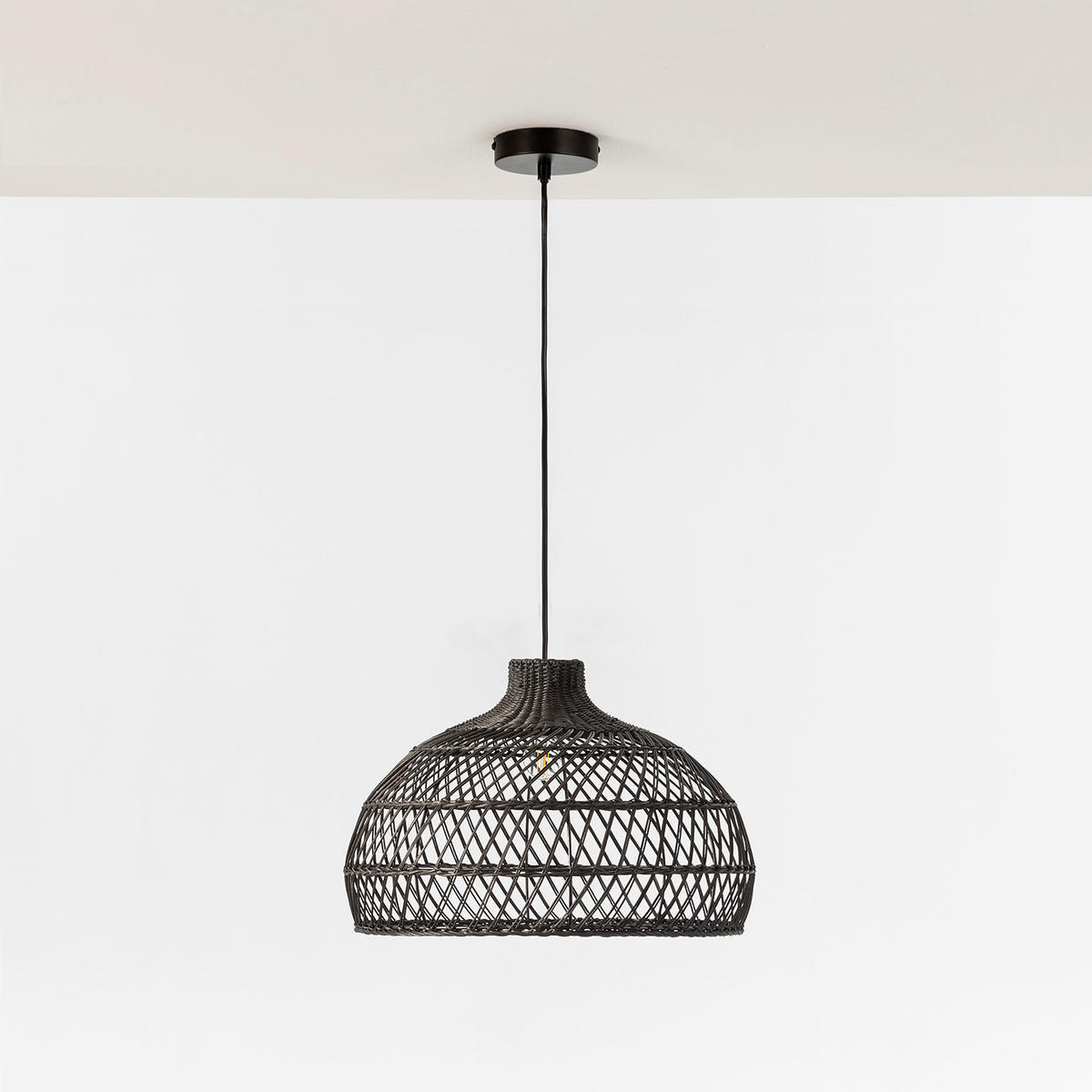 HÄNGELEUCHTE﻿ 46/46/152 Hoshi - Schwarz, Naturmaterialen (46/46/152cm) - VS Venta-stock