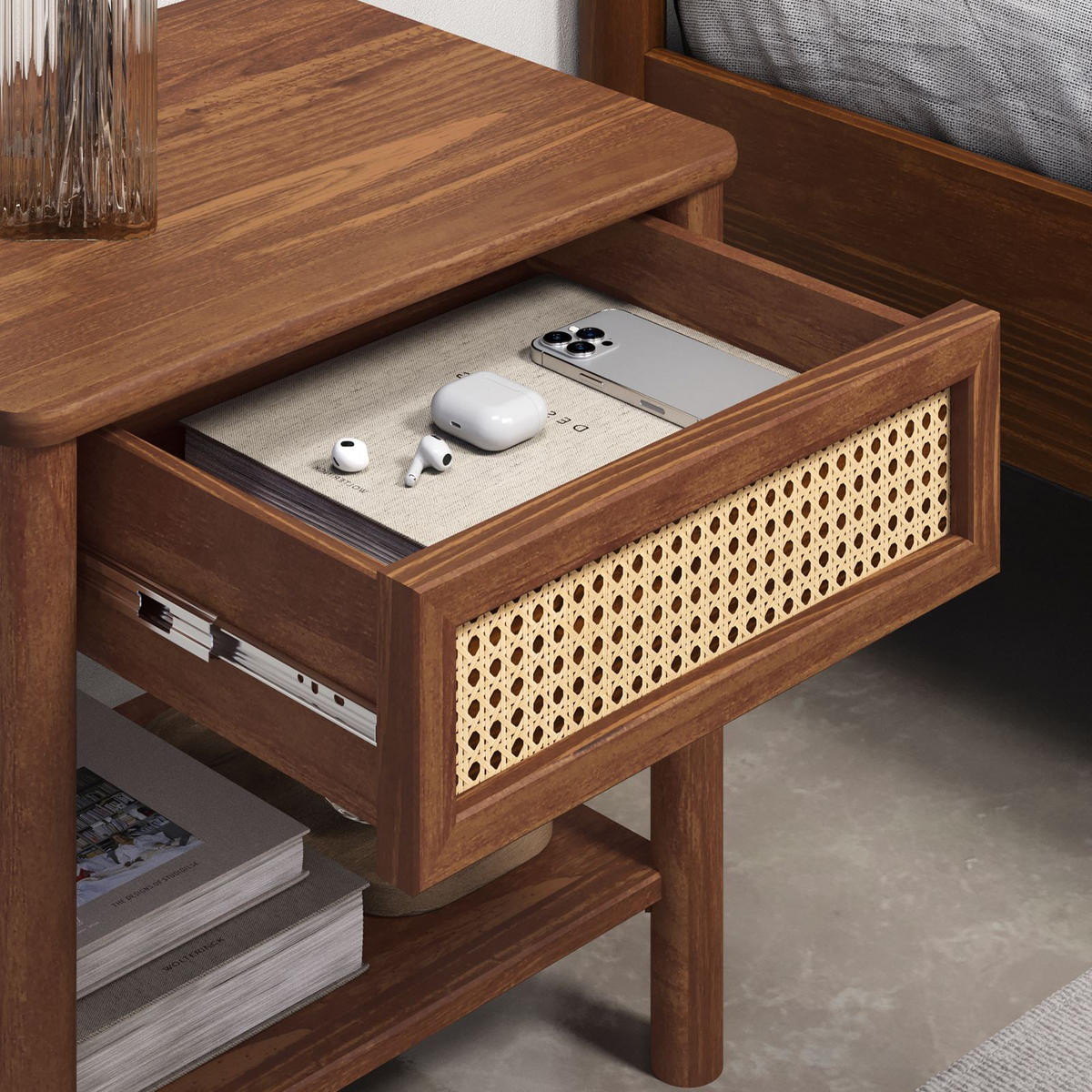 NACHTKOMMODE CEFIRA Kastanie - Kastanienfarben, Holz (50/51/41cm) - IDIMEX