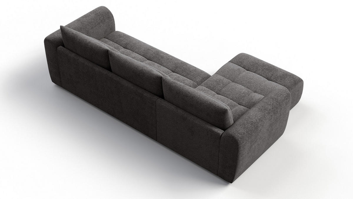 ECKSOFA SORENO 4-Sitzer, dunkelgrau - Dunkelgrau/Schwarz, Holz/Textil (293/171cm) - Courtois Laville