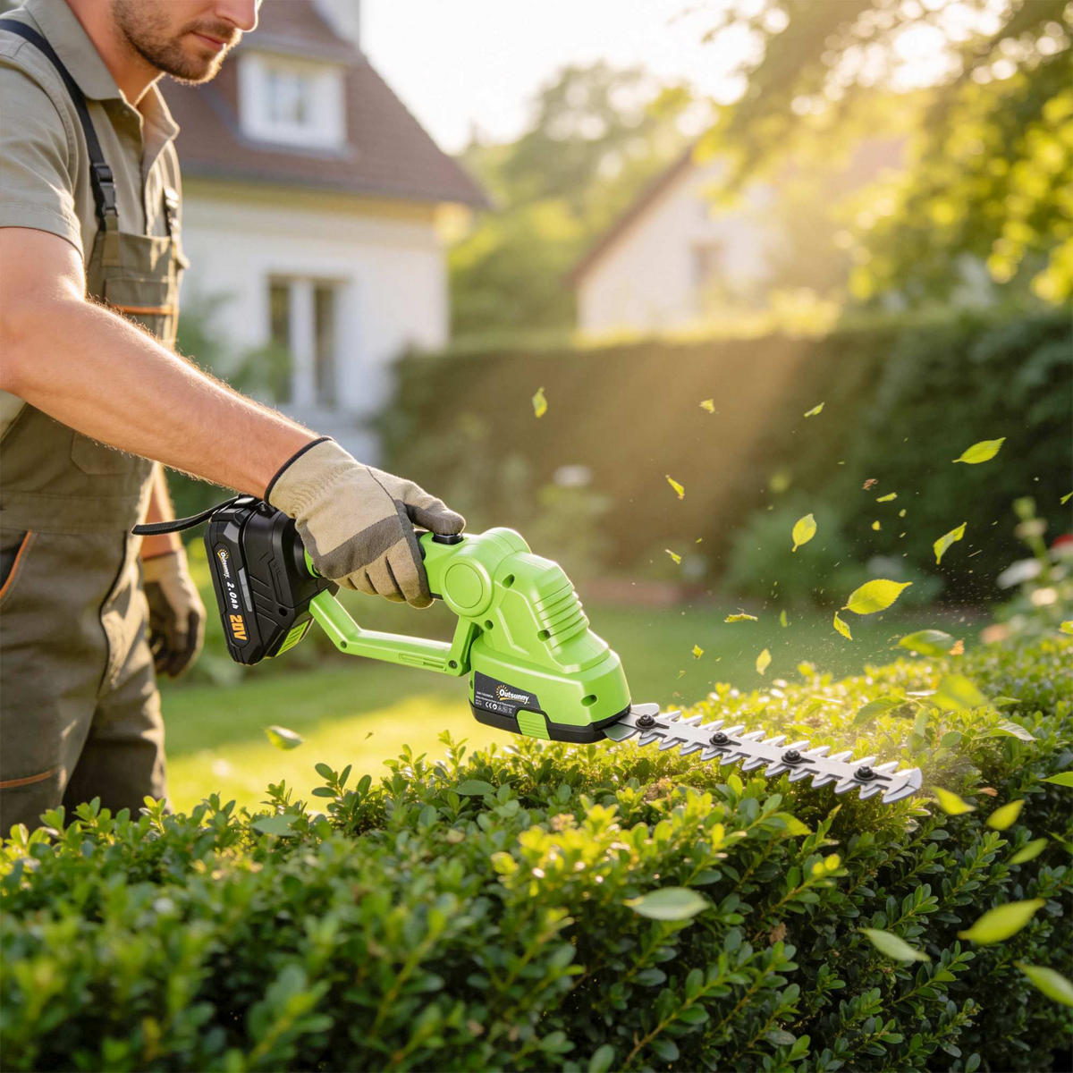 HECKENSCHERE Nylon Stahl Grün - Grün, Kunststoff (13/8/55cm) - Outsunny