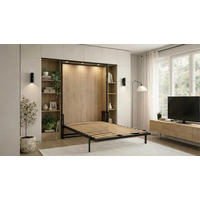 WANDBETT Morphy Classik Modulares SizeFlex- und TypeFlex-System - 120x190 Vertikal - Schwarz, Holz/Metall (120/190cm) - WallBedKing