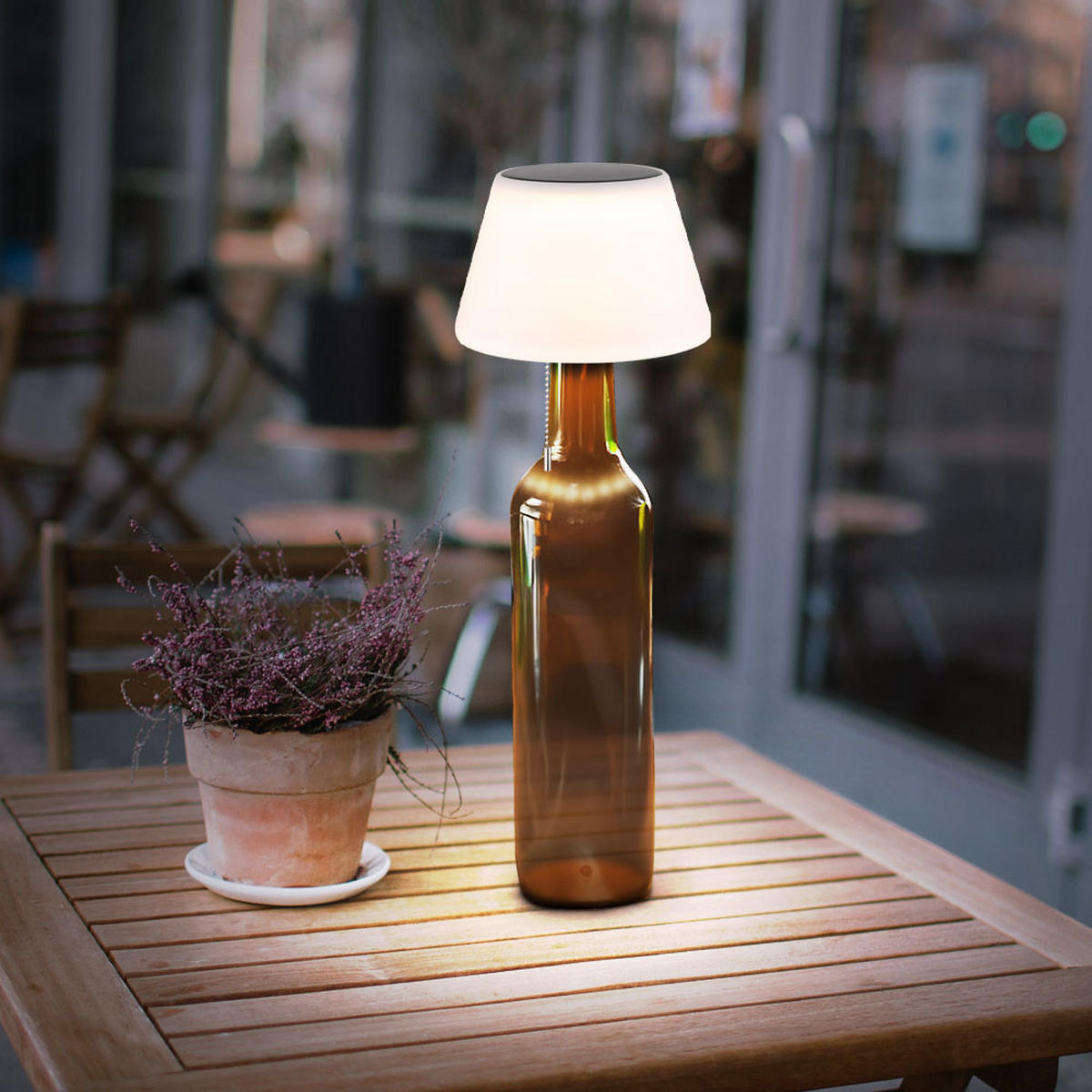 LED SOLAR AUSSENLEUCHTE Flaschenlampe Opal - Weiß, Metall (20/20/23cm) - Globo Lighting