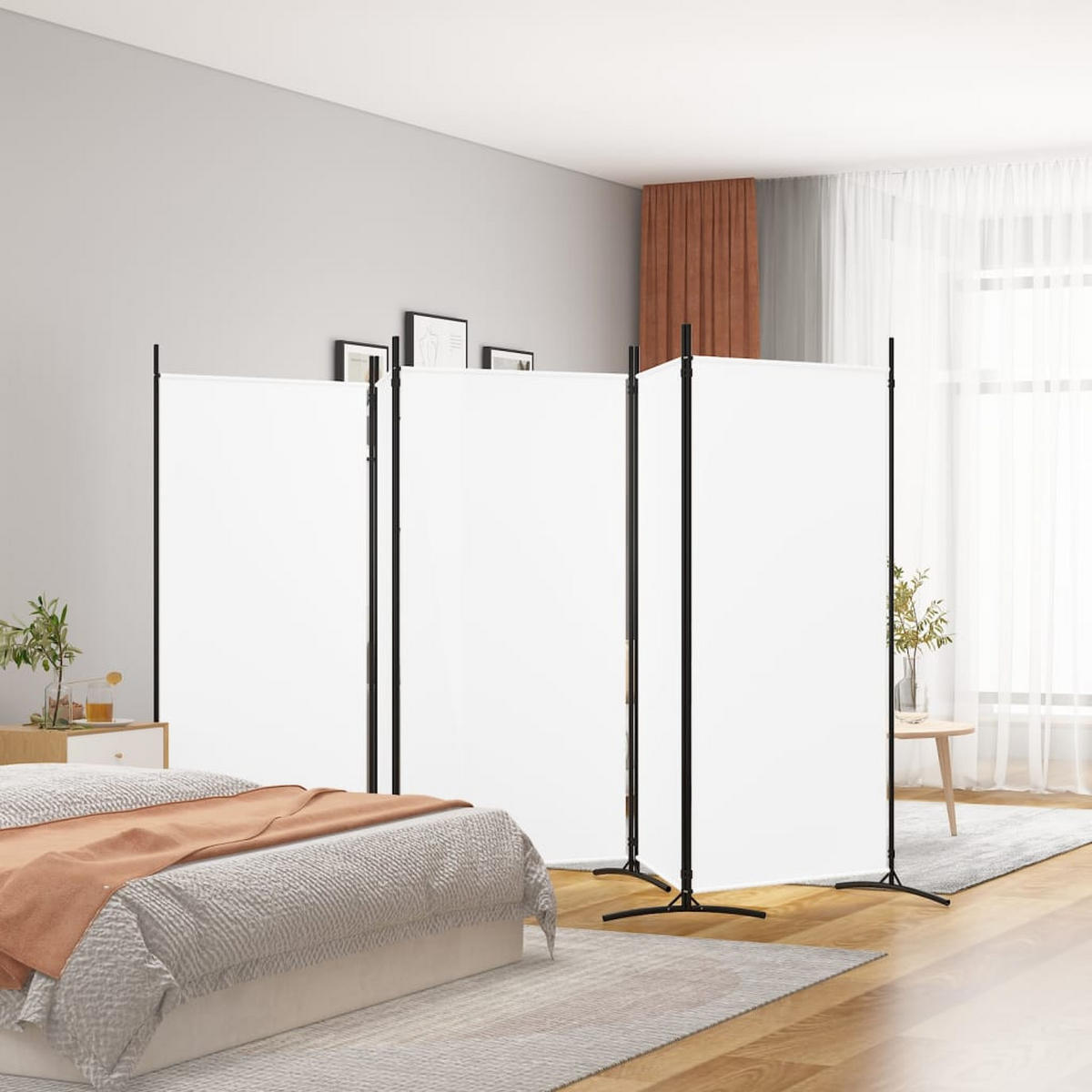 PARAVENT 5Er Set Weiss 433/180 Cm Stoff - Weiß, Textil (50/180/433cm) - vidaXL