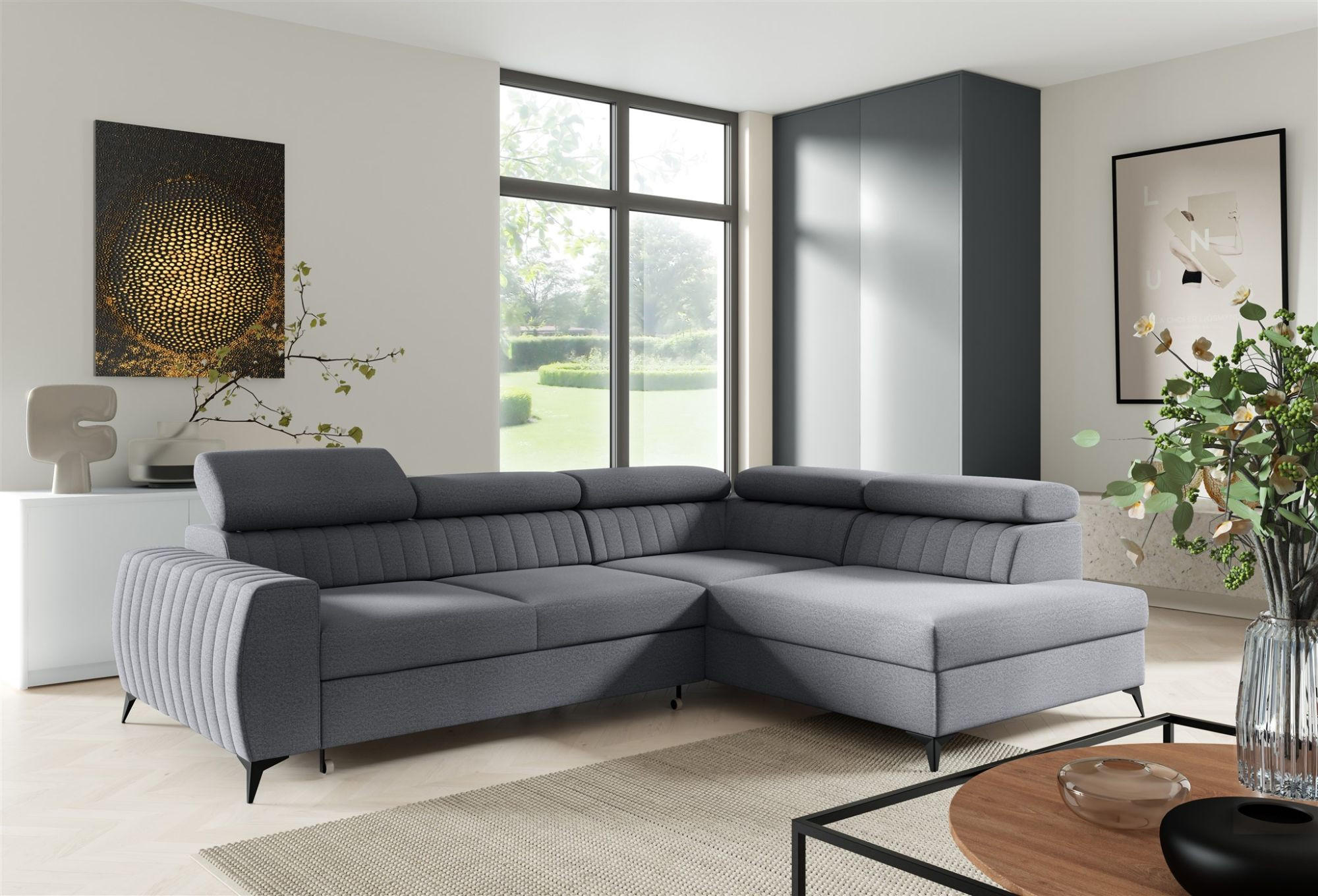 ECKSOFA Toronto - Grau, Holzwerkstoff/Textil (270/200cm) - Fun Möbel
