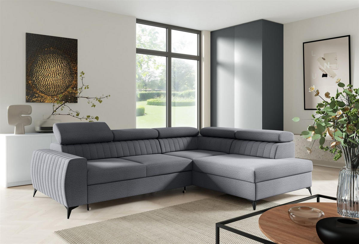 ECKSOFA Toronto - Grau, Holzwerkstoff/Textil (270/200cm) - Fun Möbel