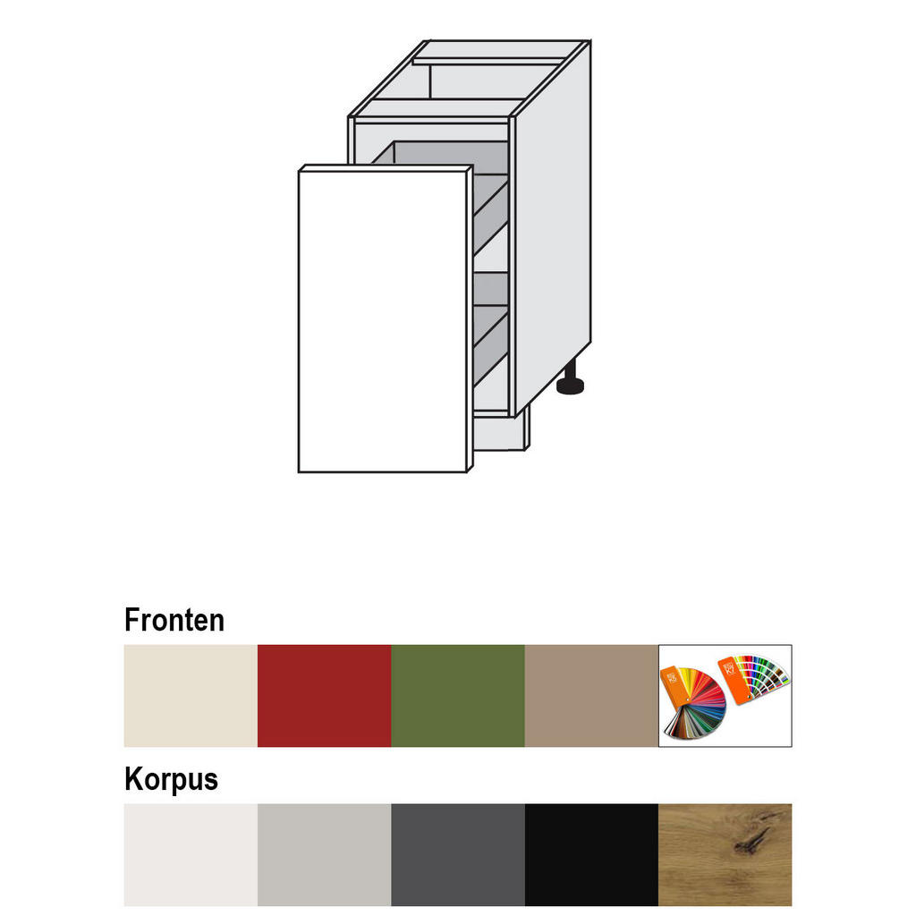 Thumbnail - Feldmann-Wohnen Küchenunterschrank, Rot, Weiß, Holz, 40x82x50 cm, Küchen, Küchenmöbel, Küchenschränke, Küchenunterschrän...