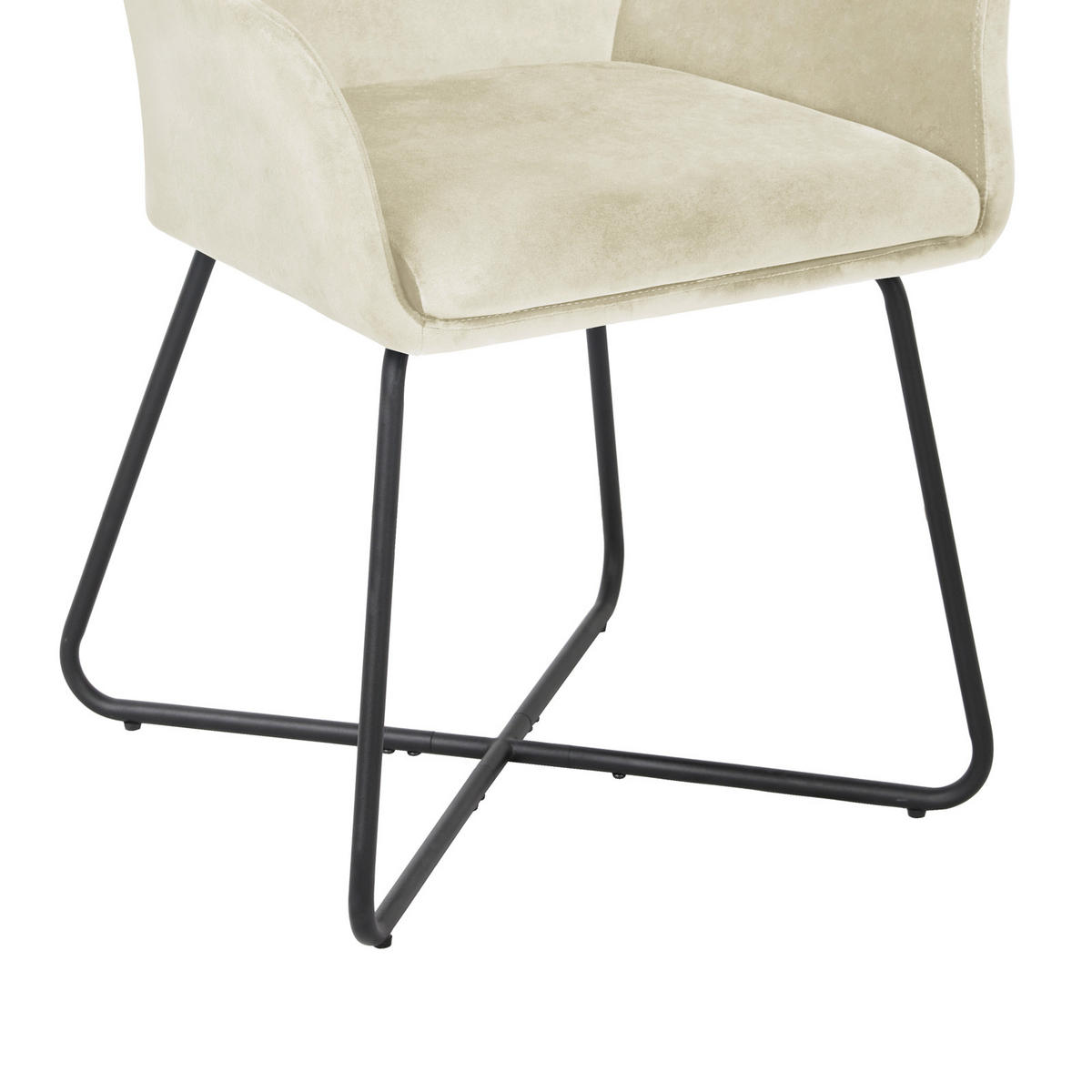 ESSZIMMERSTUHL JOSIE Dining 2er Set Stoffbezug Weiß - Creme/Schwarz, Textil (59/88/58cm) - SVITA