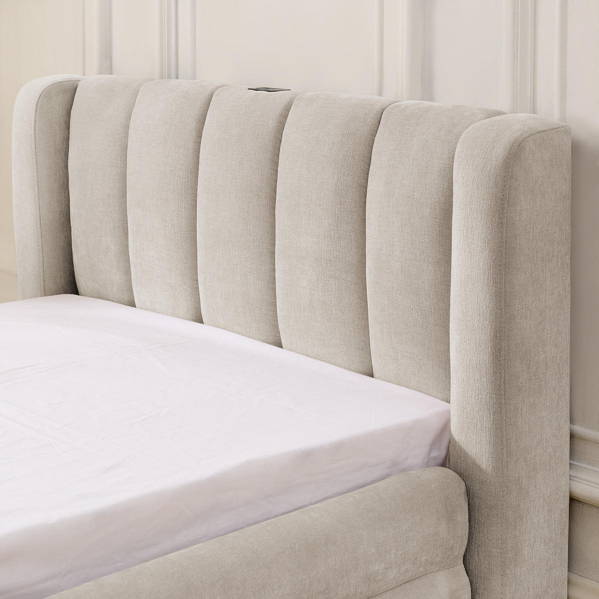POLSTERBETT 90/200 cm DE-03800, mit 2 Schubladen und Chenille-Bezug, in Beige - Beige, Metall (90/200cm) - ComfortXL