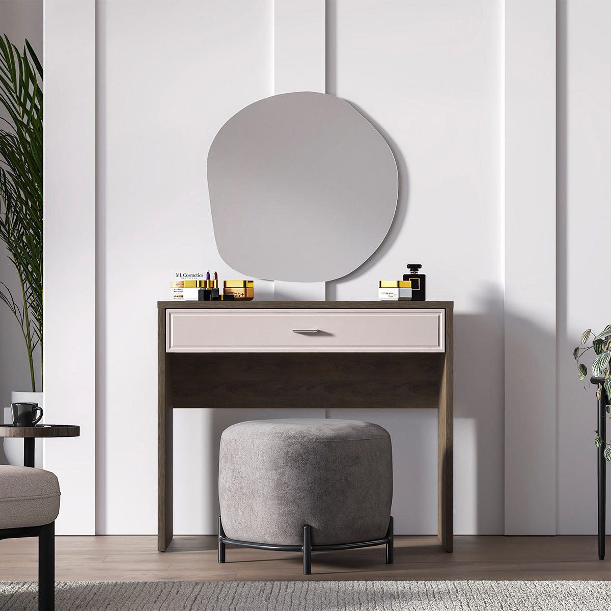 KONSOLE Kaius Kaschmir und Dunkles Holz - Beige, Holzwerkstoff (40/91.6/77.9cm) - Petits-meubles