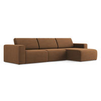 ECKSOFA Links Strukturstoff Stoff Orange - Beige/Terracotta, Kunststoff/Textil (314/167cm) - Makamii