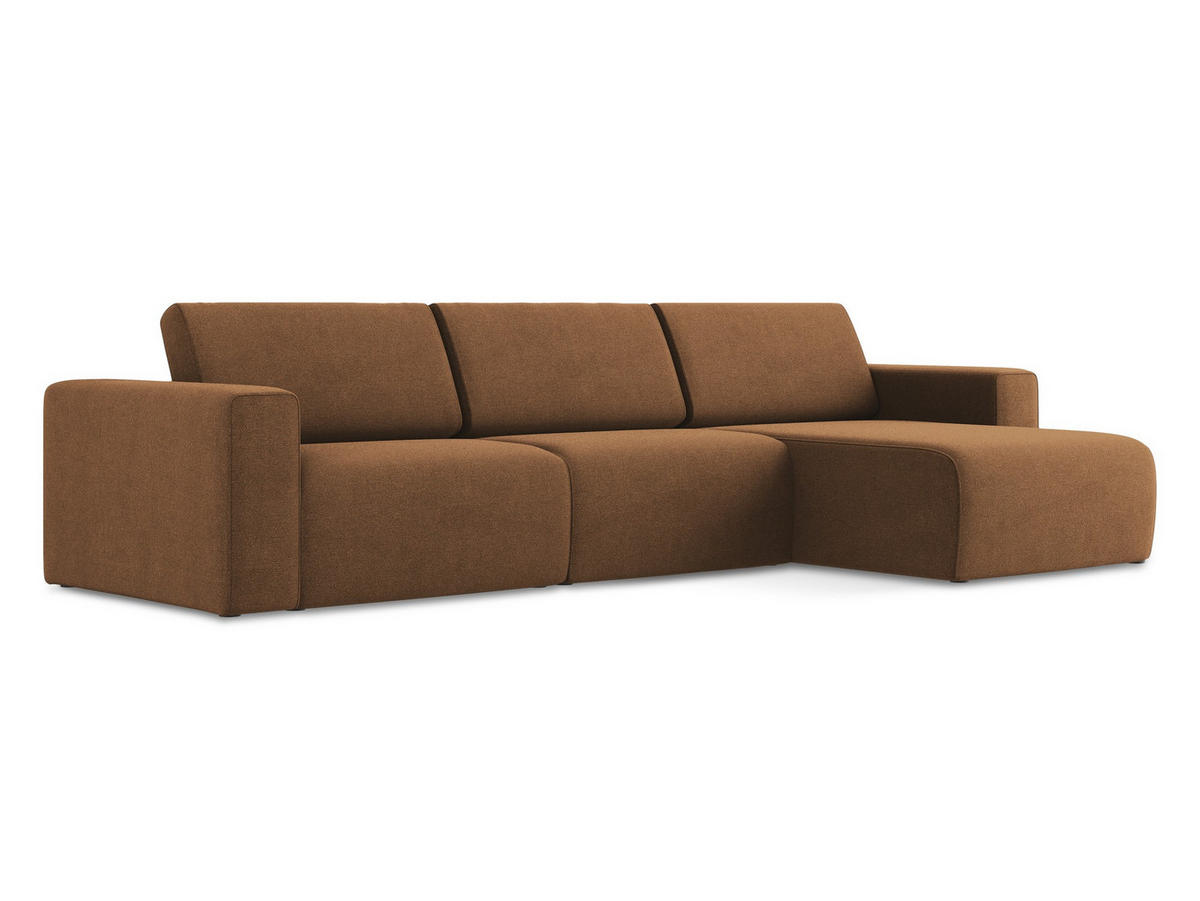 ECKSOFA Links Strukturstoff Stoff Orange - Beige/Terracotta, Kunststoff/Textil (314/167cm) - Makamii