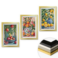 WANDBILDER 3er Set - 20x30 cm Goldrahmen - Fruchtzusammensetzung von Granatäpfeln - Goldfarben, Kunststoff (20/30cm) - ArtPrintCave