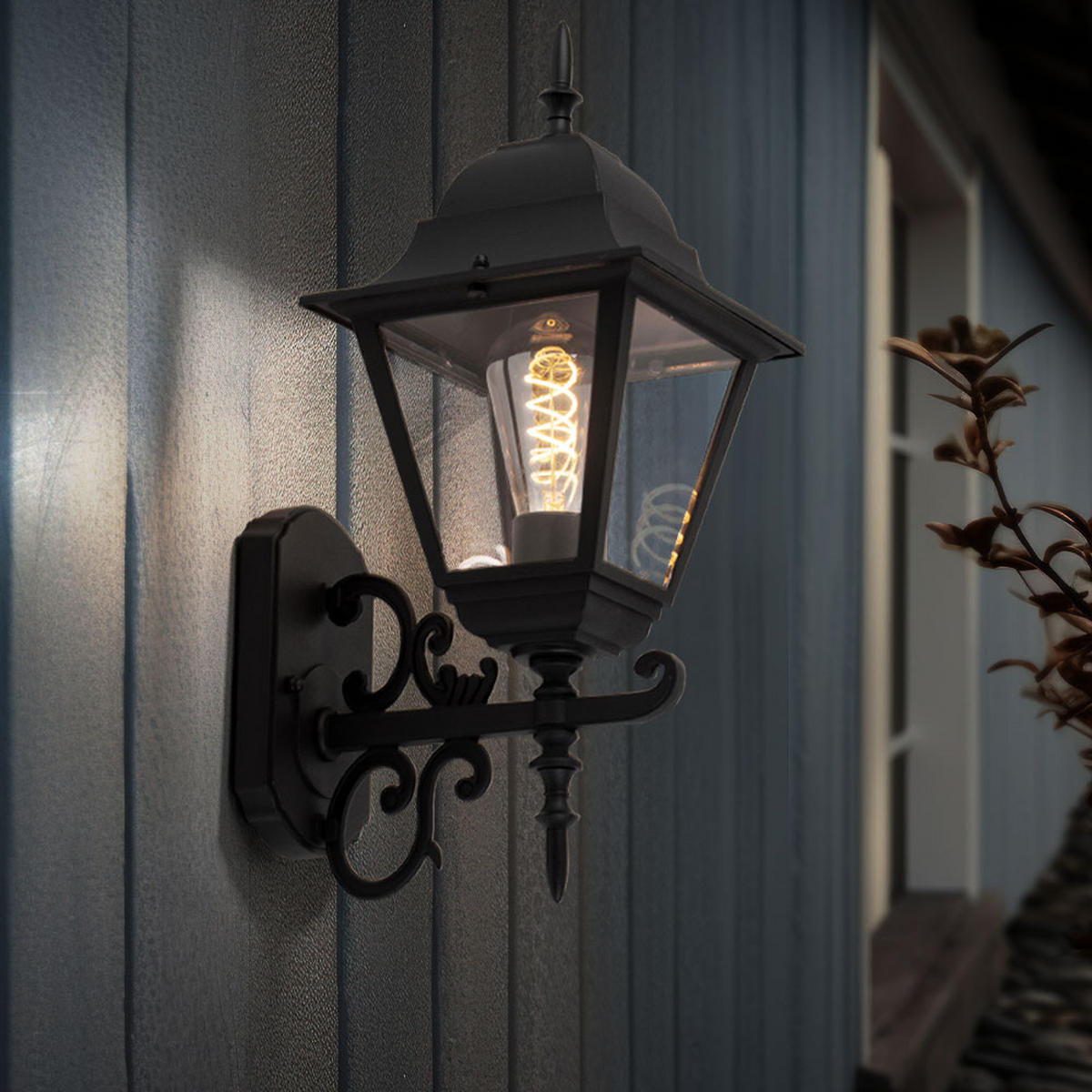 WANDLEUCHTE Aluminium Schwarz Glas Klar - Schwarz, Glas (22.5/14.8/40cm)