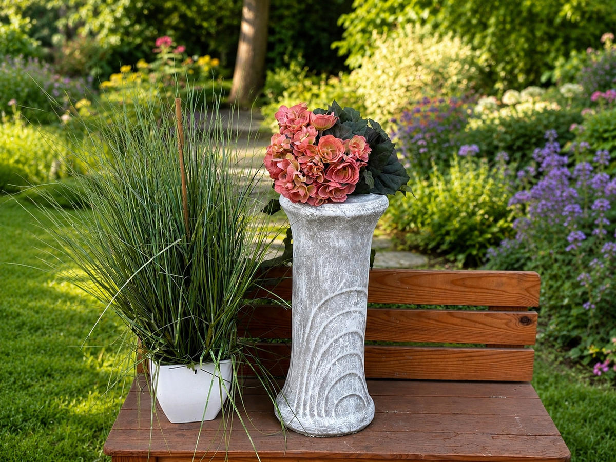 GARTENSÄULE Blumensäule aus Steinguss 40 cm frostfest - Grau, Stein (18/40/18cm) - stoneandstyle