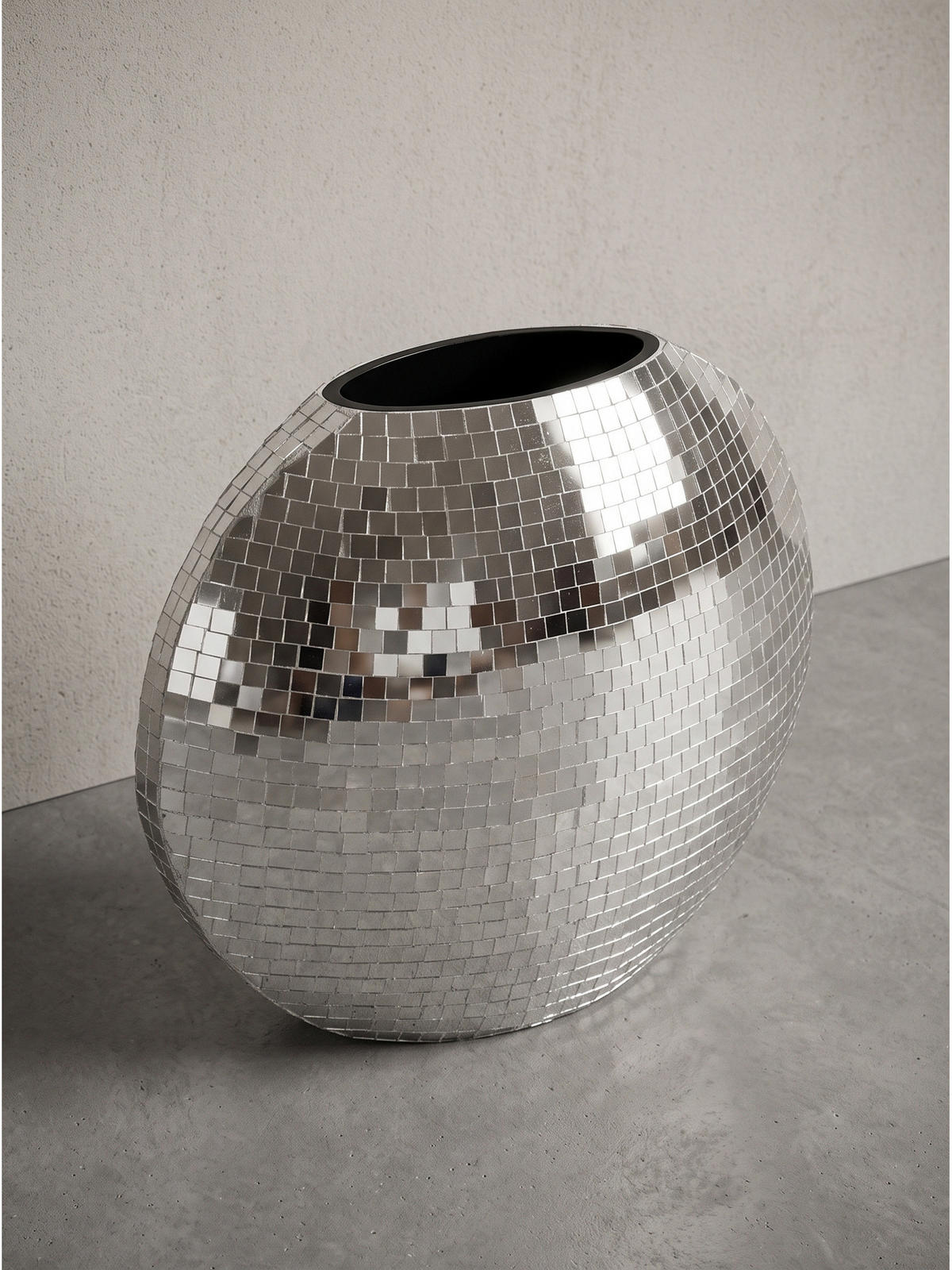 TISCHVASE BERLENGA, Eisen, handgefertigt, Silber, 40 x 10 x 35 cm - Silberfarben, Metall (35cm) - KADIMA DESIGN