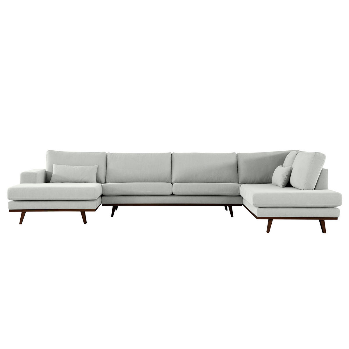 WOHNLANDSCHAFT mit Longchair - Buchefarben/Grau, Textil (371/81/219cm) - home24