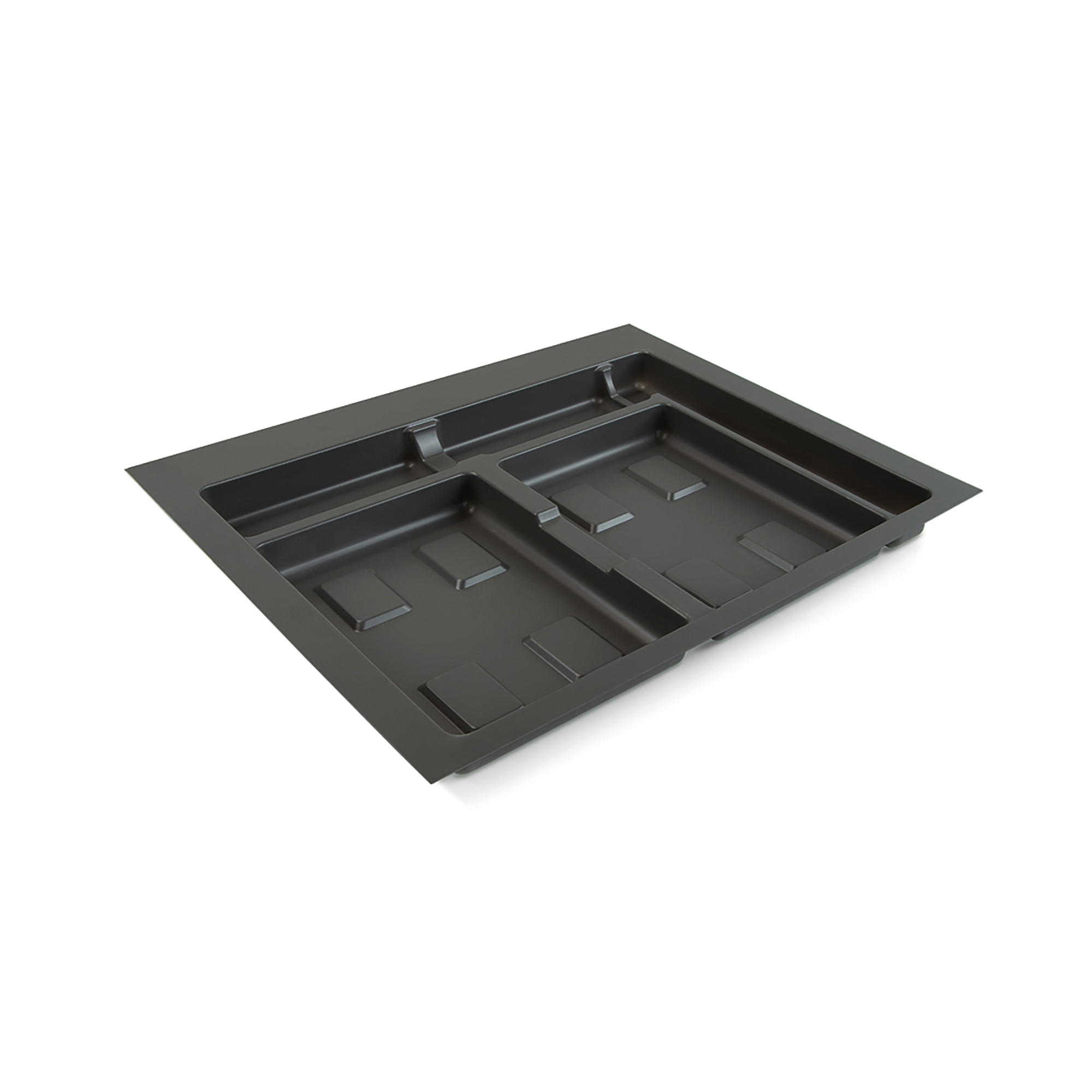 BASIS für Recyclingbehälter für Küchenschublade, 2 Fächer, Modul 600mm, Kunststoff anthrazitgrau - Anthrazit, Kunststoff (52.5/7/56cm) - EMUCA
