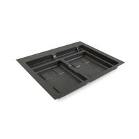 BASIS für Recyclingbehälter für Küchenschublade, 2 Fächer, Modul 600mm, Kunststoff anthrazitgrau - Anthrazit, Kunststoff (52.5/7/56cm) - EMUCA