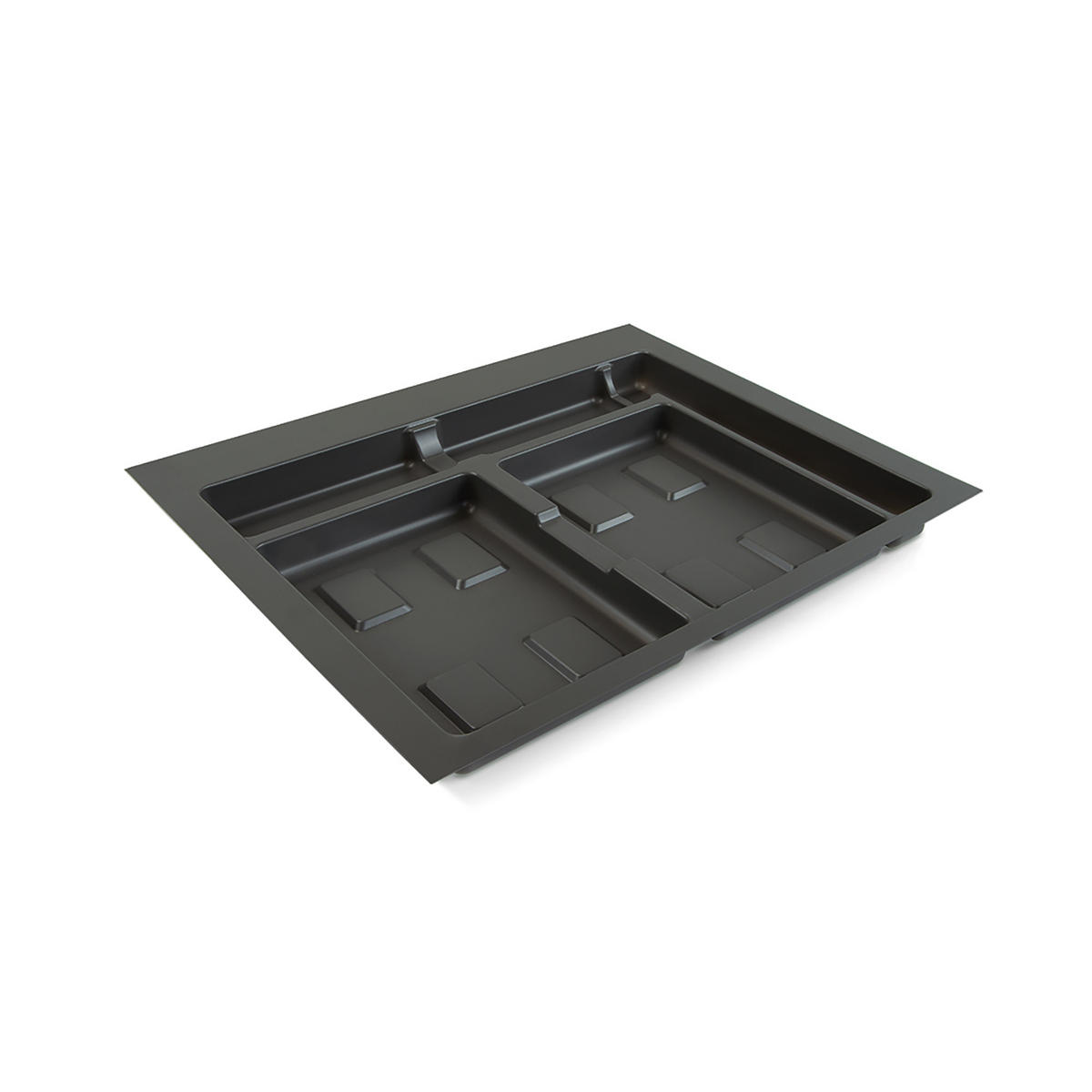 BASIS für Recyclingbehälter für Küchenschublade, 2 Fächer, Modul 600mm, Kunststoff anthrazitgrau - Anthrazit, Kunststoff (52.5/7/56cm) - EMUCA