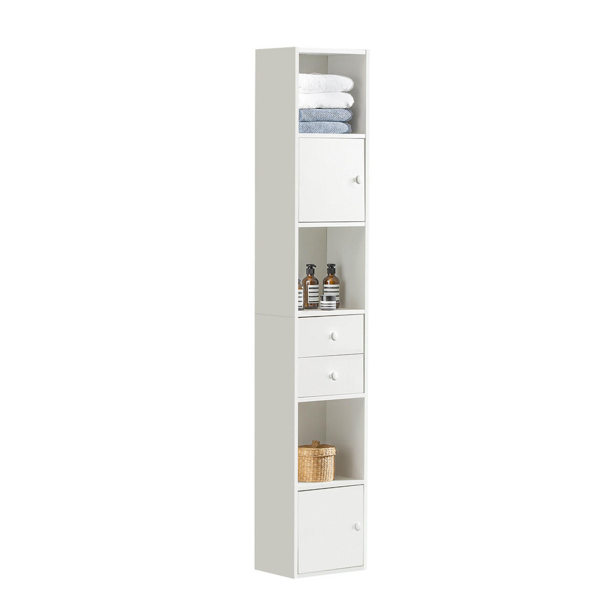HOCHSCHRANK Weiß - Weiß, Holzwerkstoff (33/188/24cm) - SoBuy