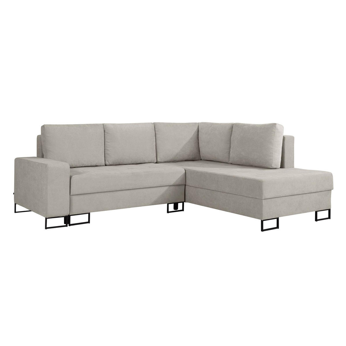 ECKSOFA Larelle Hellbeige Chenille 245 cm - Ecru/Schwarz, Textil/Metall (200/245cm) - Selsey