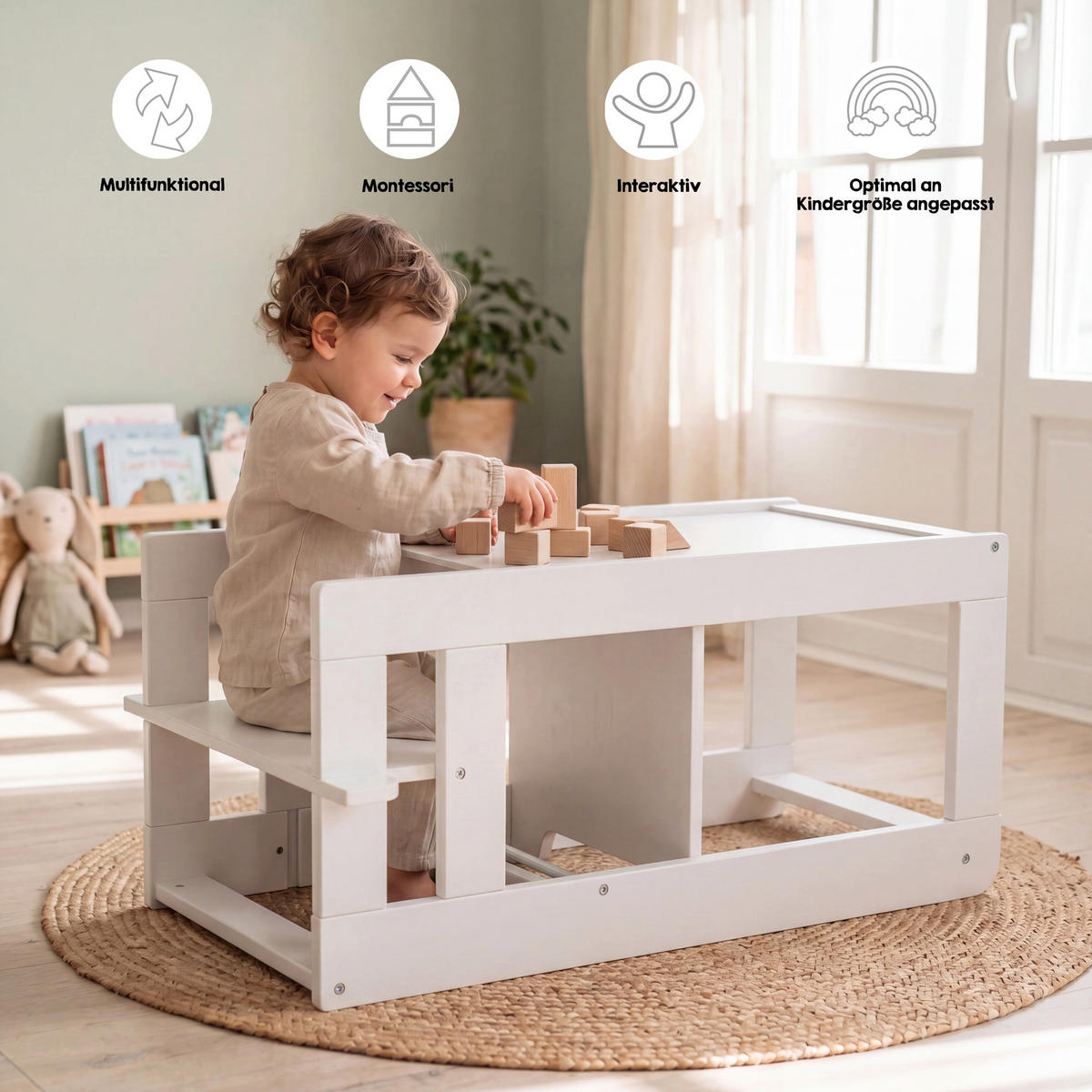 LERNTURM Step & Play 2in1 - Weiß, Holzwerkstoff/Metall (50.5/85/40cm) - Roba